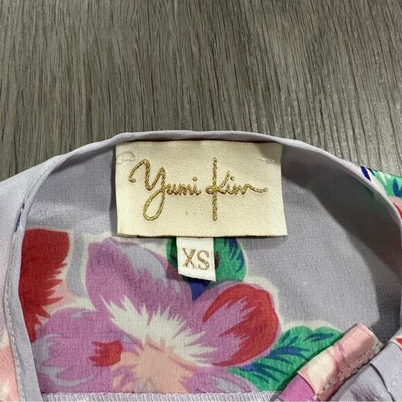 Yumi Kim Silk Light Purple Lilac & Pink Floral Print Button Down Top Size XS - Picture 5 of 8